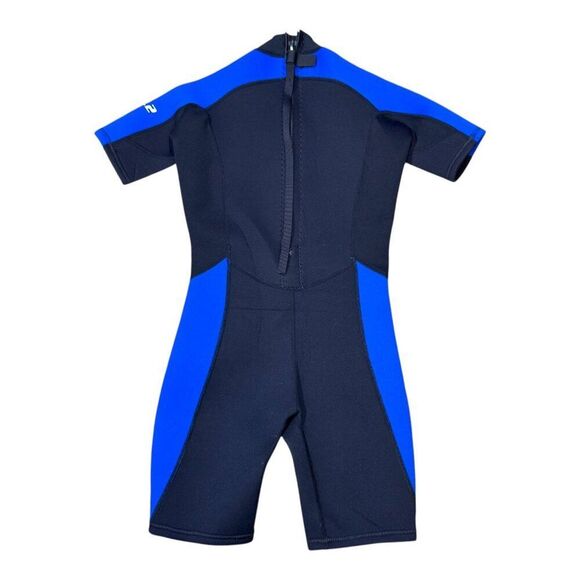 Ron Jon Surf Shop Youth Shorty Wetsuit Sz 12 Black Kids Blue Ocean Tec Neoprene - Picture 2 of 5